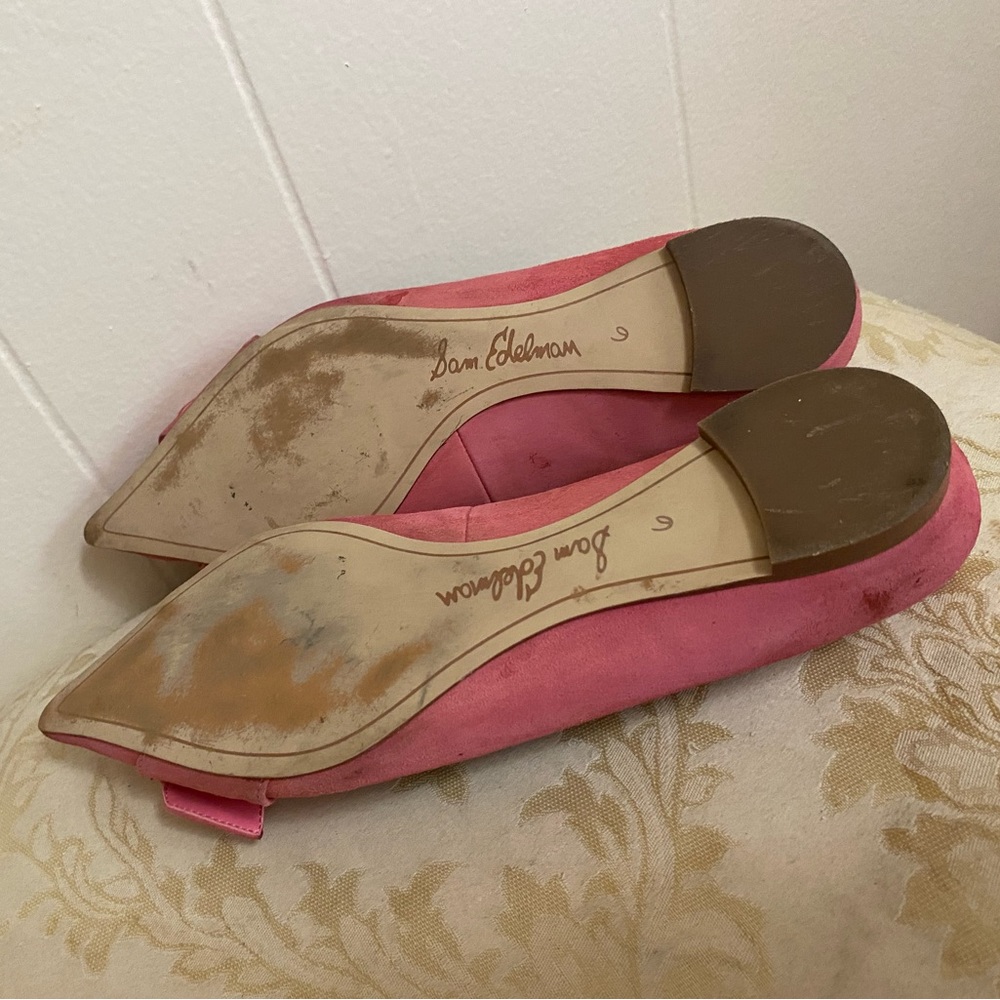 Pink Suede Pointed Toe Sam Edelman Flats - Picture 8 of 10